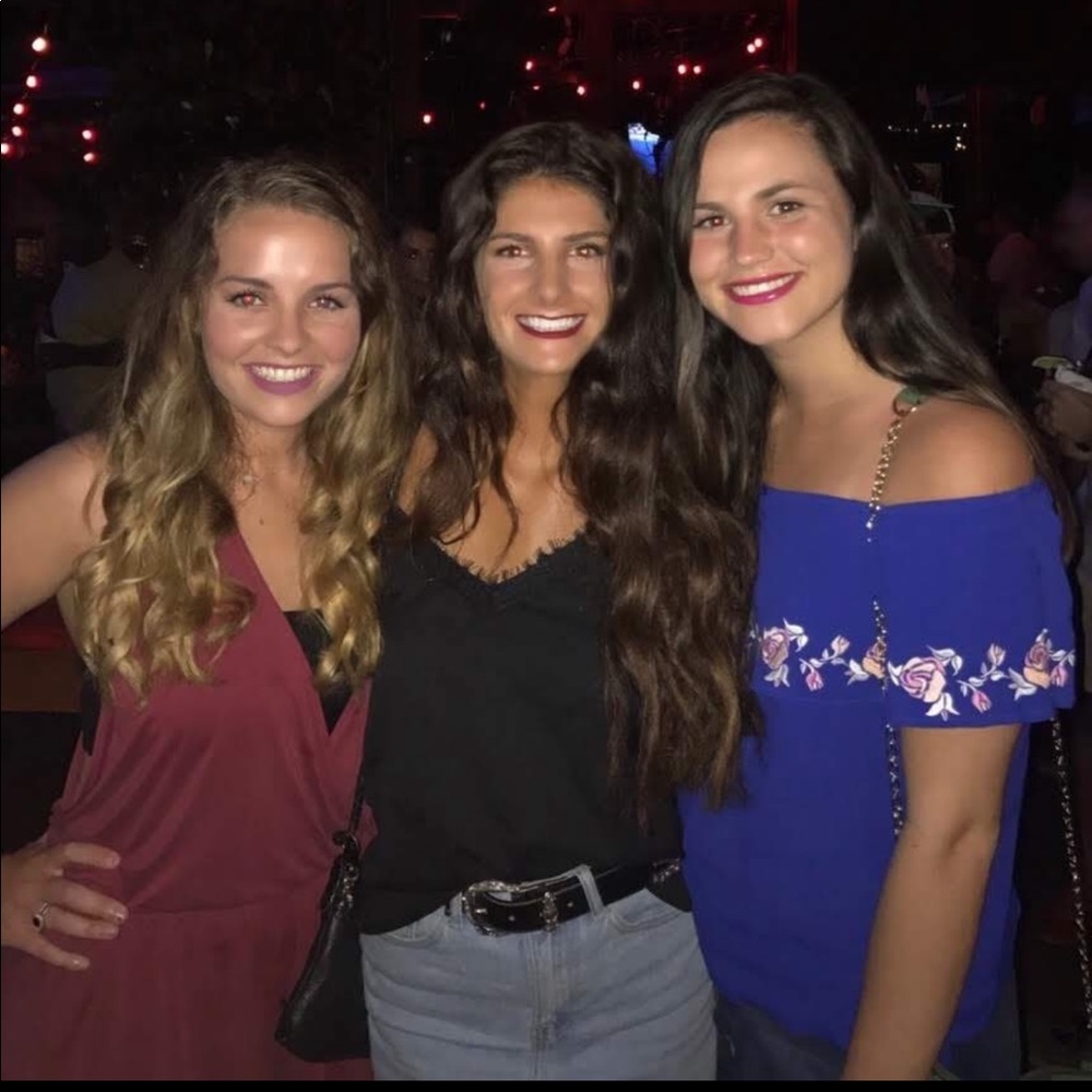 Off the shoulder blue blouse